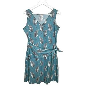 Kara Line Blue Feather Print Sleeveless Wrap Dress Swim Coverup, One Size